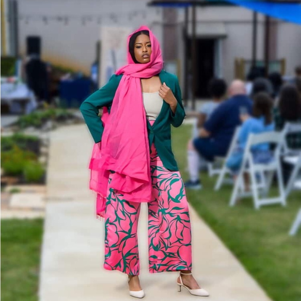 Pink head scarf